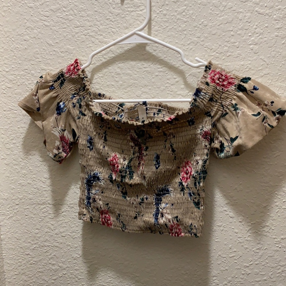Floral off the shoulder crop top